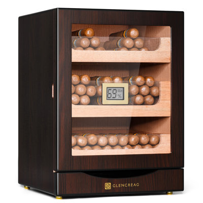 Cigar Humidor Cabinet for 100 to 150 Cigars with Spanish Cedar Lining, Tight-Seal Magnetic Door, 3+1 Large Capacity Drawers