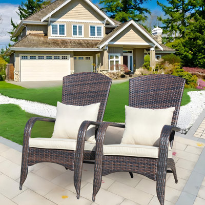 Chaise de patio avec coussins (coussin beige)