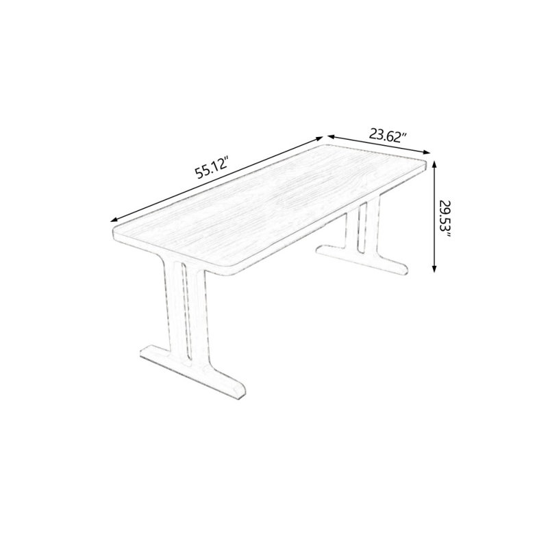 Brown Rectangular Solid Wood desks, 29.53" H x 55.12" W x 23.62" D