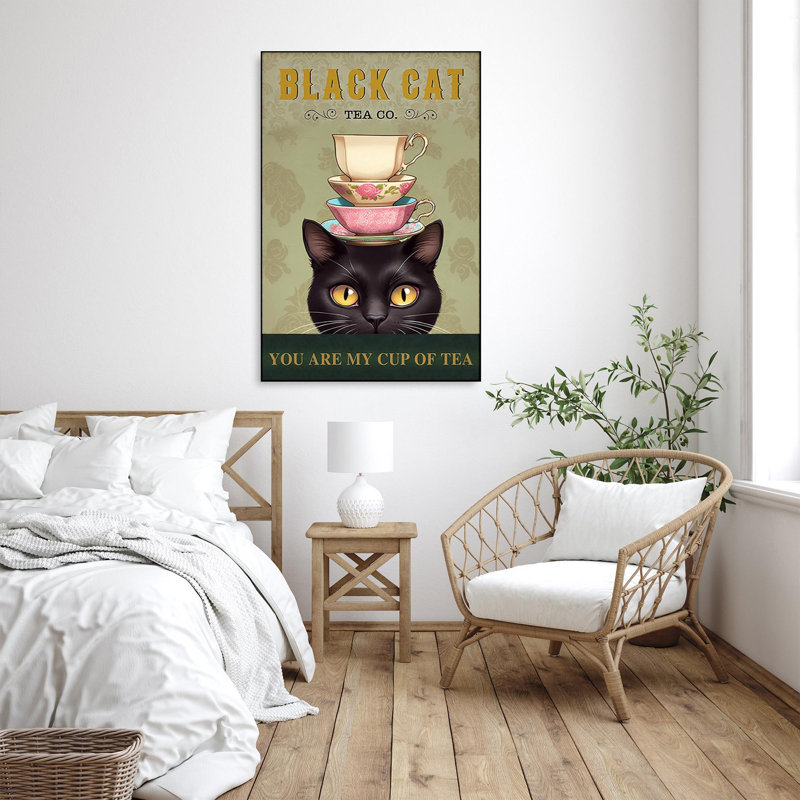 «Enayah Black Cat Tea Co», impression sur toile, H 14 po x l 11 po x P 1,25 po