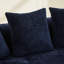 Coussins incurvés en chenille bleue, 3 coussins, aucun assemblage requis, mousse à mémoire de forme pour un confort optimal, idéal pour les réunions de famille.