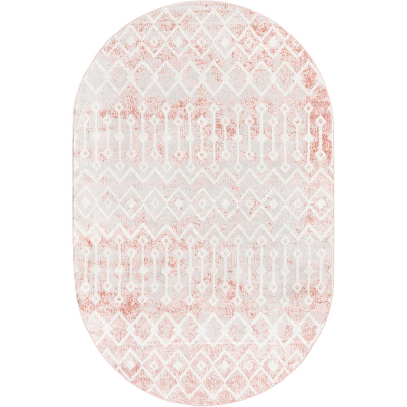 Geometric Indoor Rug, Oval 5'3" x 8'