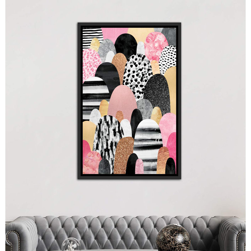 « rose pebbles » par elisabeth fredriksson-impression, H 26 po x l 18 po x 1,5 po, Toile avec cadre noir