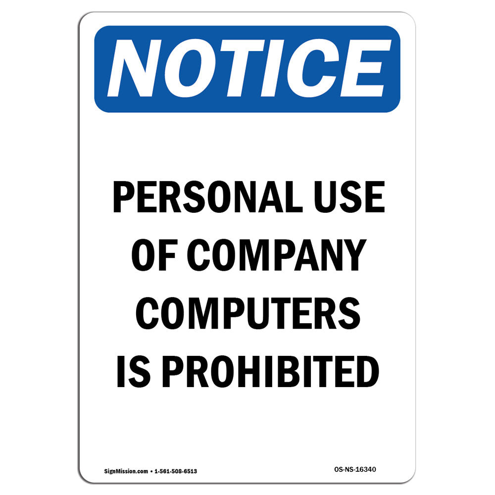 SignMission Personal Use of Computers Prohibited Sign | Wayfair