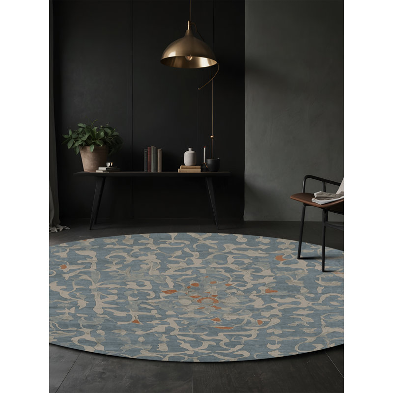 Machine Washable Grey Area Rug, Round 6'