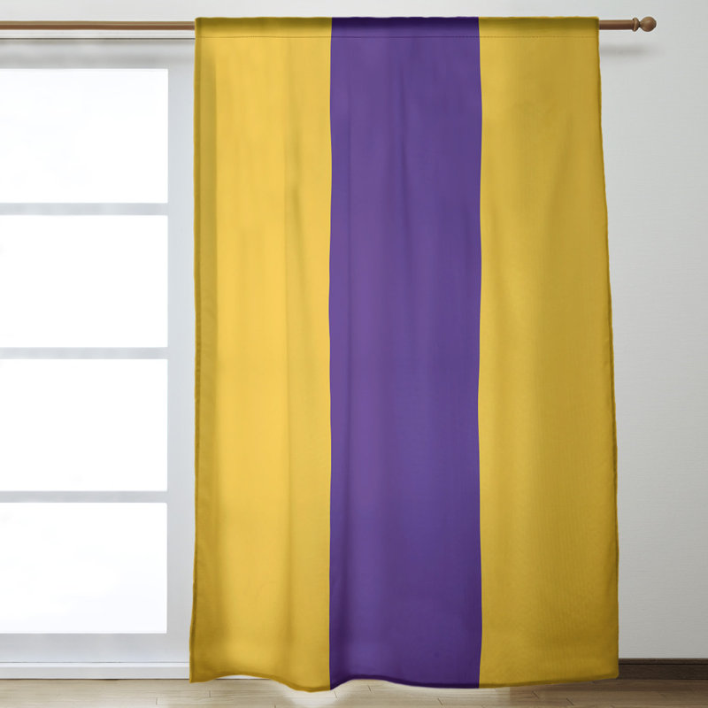 Sateen Room Darkening Curtain Single Panel, Gold/Purple