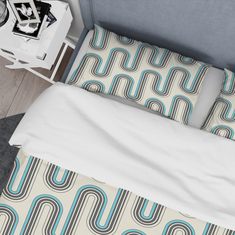 Ensemble de housse de couette rétro Minimal IV Mid-Century, Housse simple + 1 taie décorative
