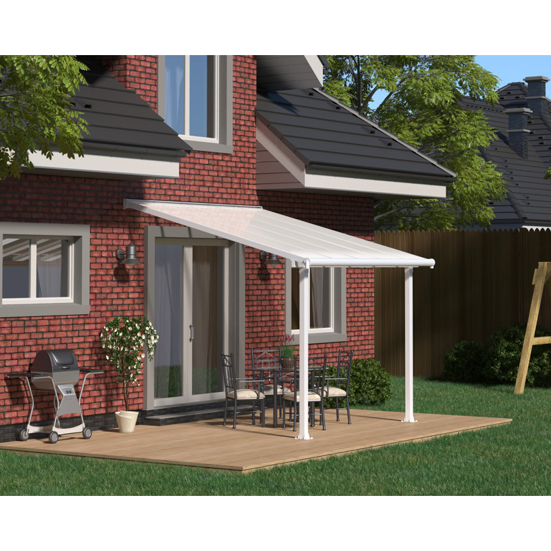 Auvent de patio en polycarbonate, 10 pi x 10 pi, Blanc