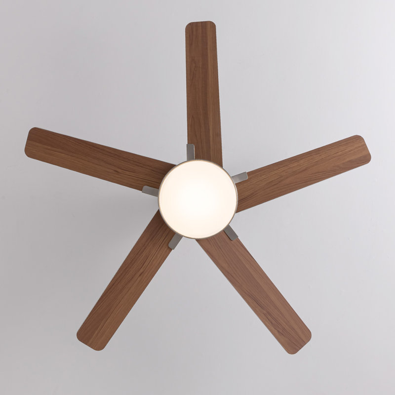 52 Inch Modern Ceiling Fans With Lights And Remote Control Nickel, Nickel, 52" Wide, Nickel/Oak Wood