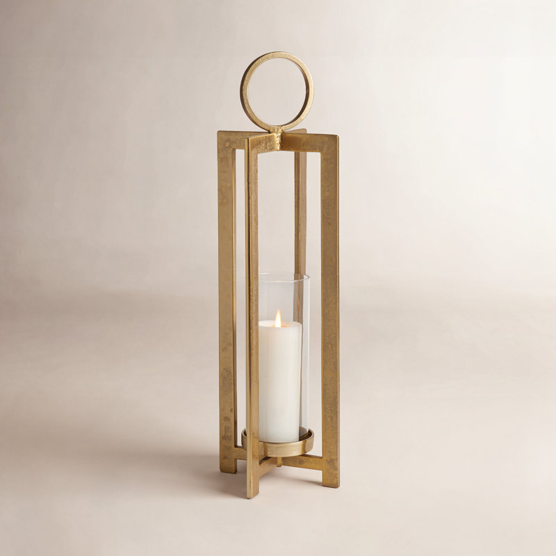 Asola Lantern Large, Gold, 26" H x 8" W x 8" D