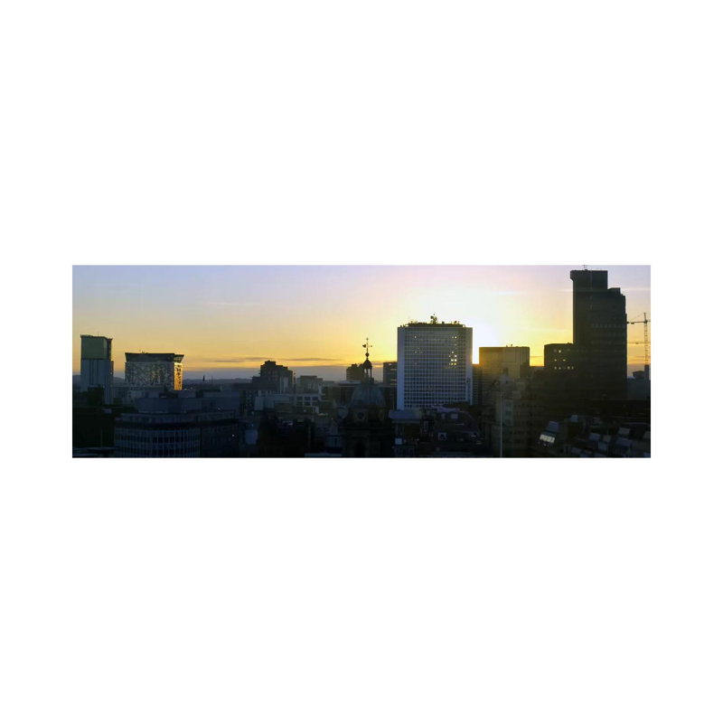 Birmingham Panoramic Skyline Cityscape (Sunset) by Unknown Artist - Wrapped Canvas Panoramic Print