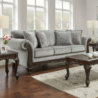 Modern Sofa Hernen Carved Wood Frame Sofa