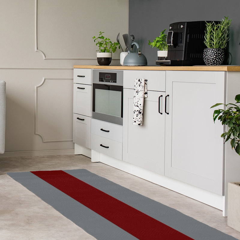 Tapis rouge/gris, Tapis de couloir 2 pi 6 po x 8 pi