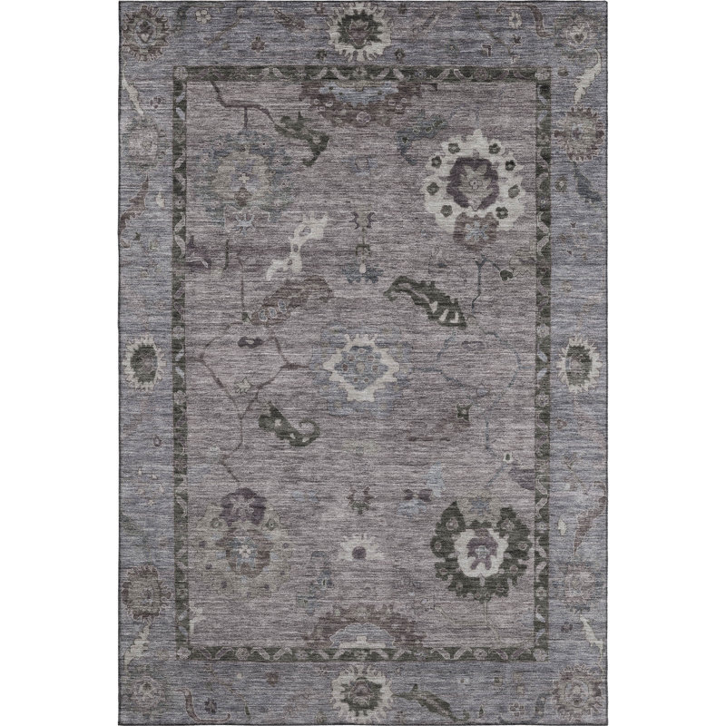 Premium Machine Washable Mayfield AMF2230 Global Rug, Pewter, 5' x 7'6"