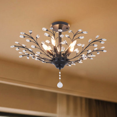 5-head Flower-shaped Crystal Ceiling Lamp