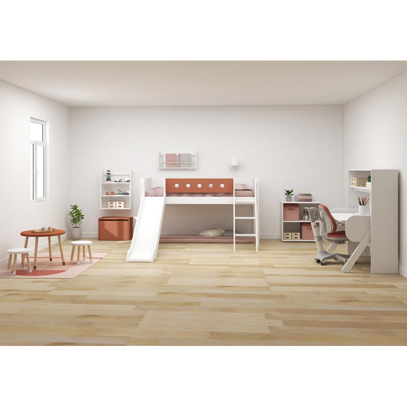 White Loft Bed Bed Frame, White/Brown