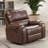 Transitional Style Recliner With Oversized Handle Nailhead Arms Top Pillow