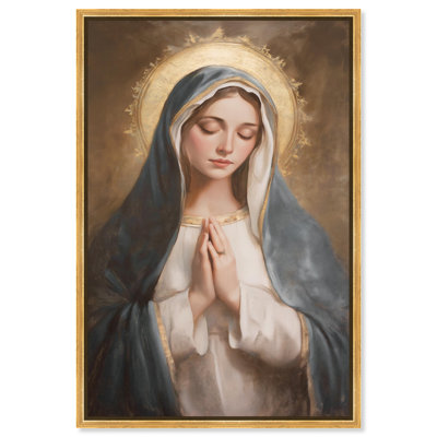 Mother of Light in Prayer Framed Canvas Print Religious Wall Decor by Art Remedy, Gold Frame, 10 x 15