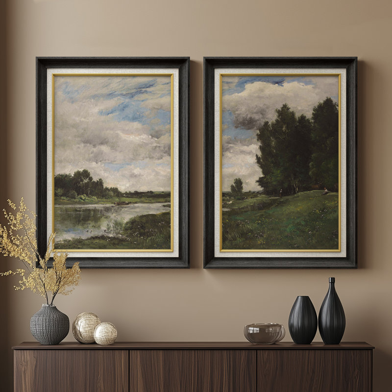 Set of 2 Premium Framed Art Artworks on Premium Canvas with 26"x36" Frame, Black
