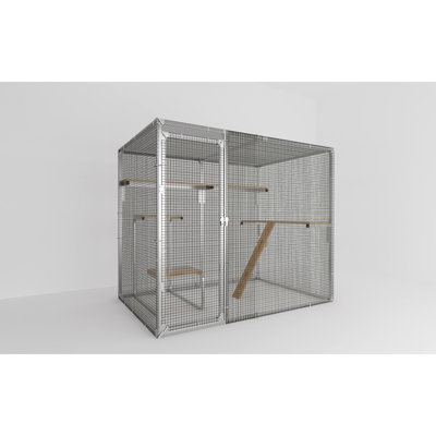 Avec amplement d'espace pour les félins, filet de sécurité, multicolore, bricolage, cage de chat en métal argenté, stylo