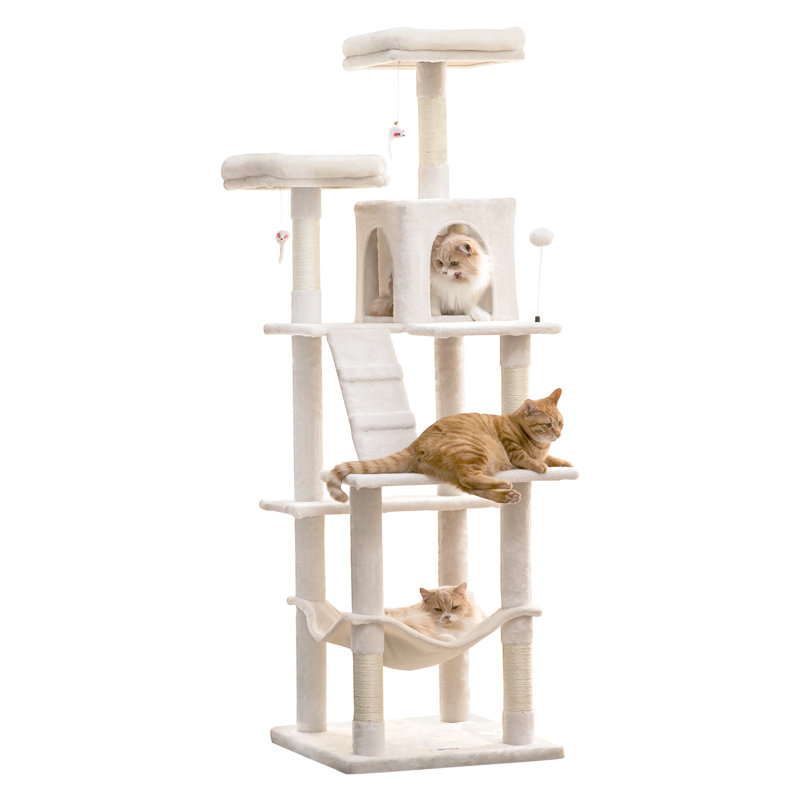 Amarina Cat Tree, Beige, 70.1" H x 21.7" W x 21.7" D