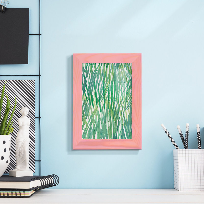 Just Grass I - imprimé, H 8 po x l 6 po x P 1 po, Papier avec cadre rose
