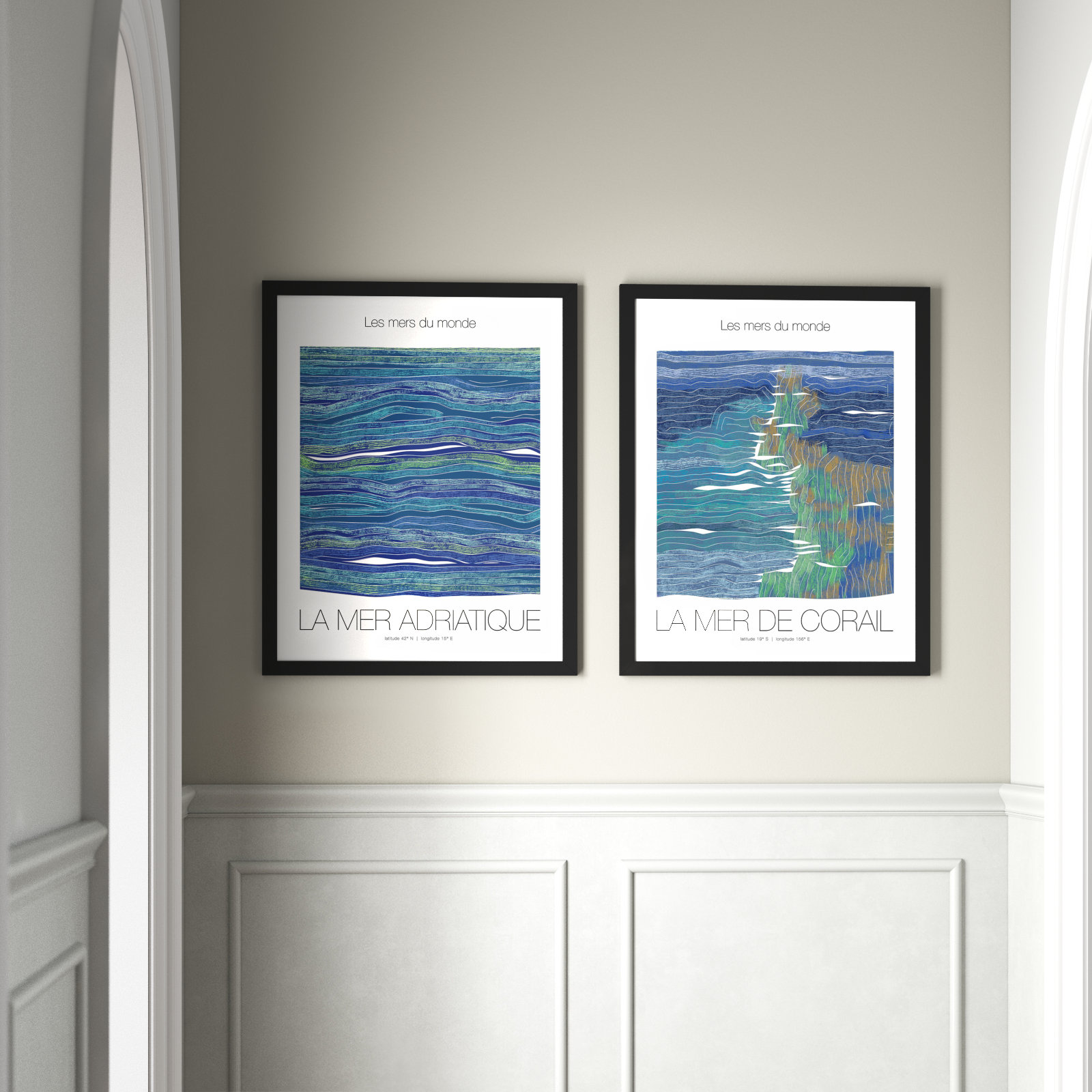 Adriatique & Corail by Jacques Pilon, 30" H x 48" W x 1.25" D