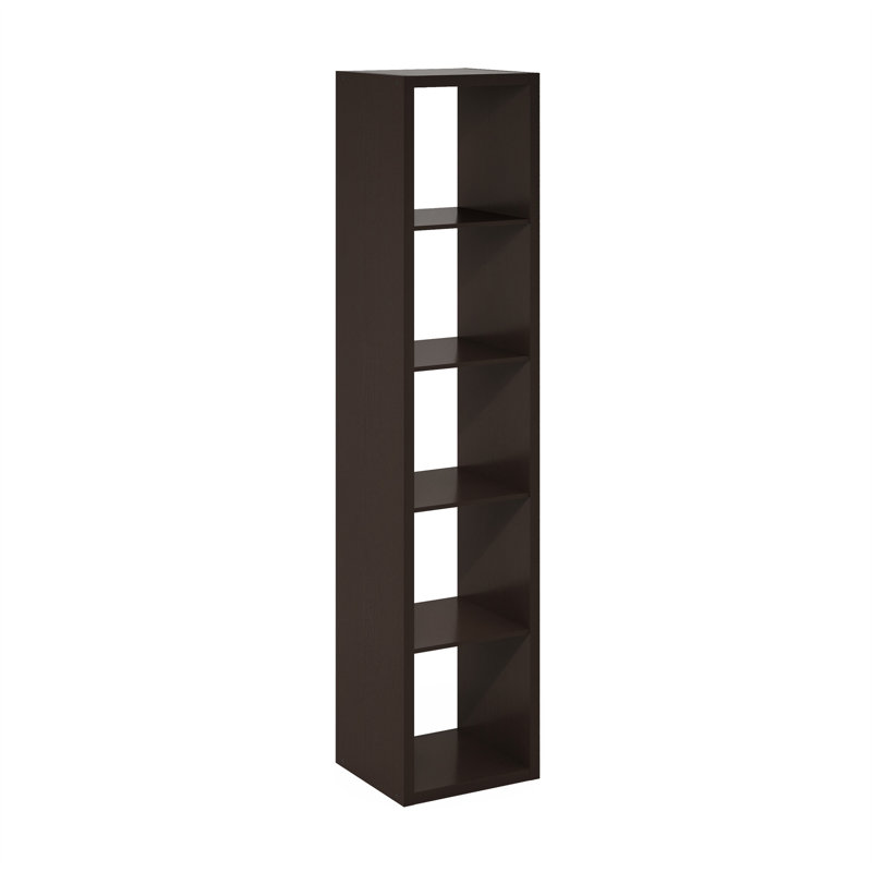 Ebern Designs Darrington Open Back Decorative Verticle Cube Storage Organizer, 5-Cube, Dark Oak, Dark Oak