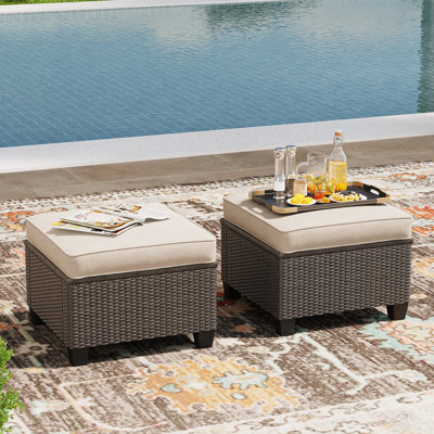 Zackery Wicker Ottoman with Cushions