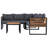 4 Pieces Outdoor Patio Conservation Set, Metal And Wood Frame Sectional L-Shaped Sofa With Soft Cushion And A Coffee Tables For Garden, Backyard, Porch And Deck-1532160396