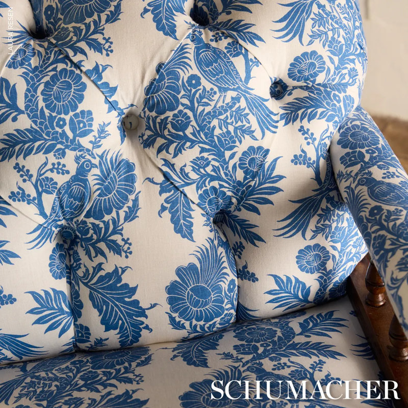 Schumacher X Marie-Anne Oudejans Raven Woods Fabric, Blue