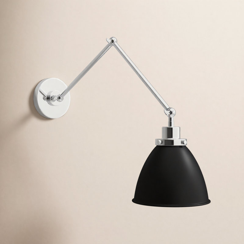 Wellfleet 1 - Light Armed Sconce, Midnight Black, Polished Nickel
