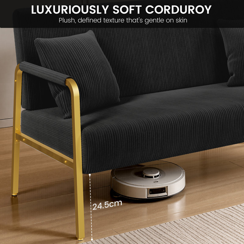 2 Seater Corduroy Loveseat, Black