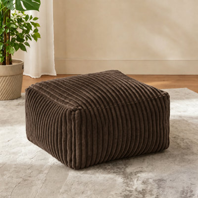 Fauteuil à billes en peluche de 37 po de large avec repose-pieds, chaise longue d'appoint en mousse haute densité pour chambre et appartement - Orange
