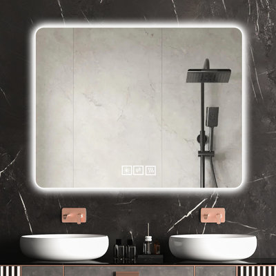 Miroir de salle de bain avec lumières à DEL: brouillard, 3 choix de couleurs, options de réflexion claires et claires, entretien sans effort