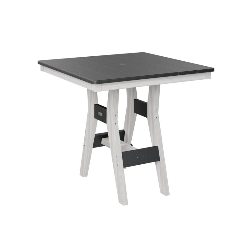 Harbor Outdoor Square Dining Table, 30.37" H x 33" W x 33" D, Black, Seashell