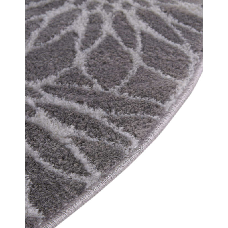 Tapis à motif géométrique gris / ivoire Glitzy, Ovale 5 pi 3 po x 8 pi