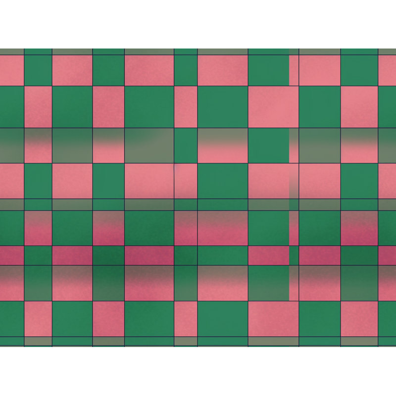 Machine Printed Comforter, Queen Comforter, Green/Pink Checkered