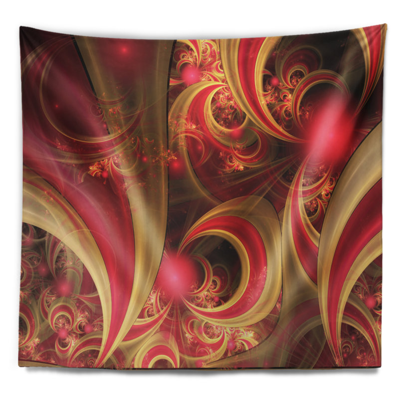 Tapisserie à motif fractal rose floral, H 32 po x l 39 po