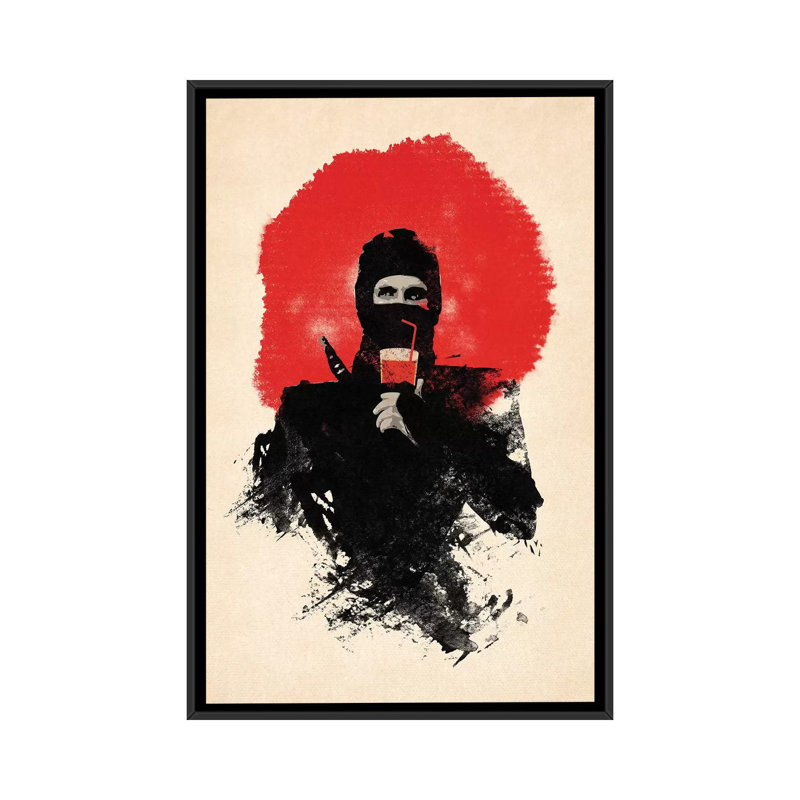 " American Ninja " by Robert Farkas, 26" H x 18" W x 1.5" D, Black Framed Canvas