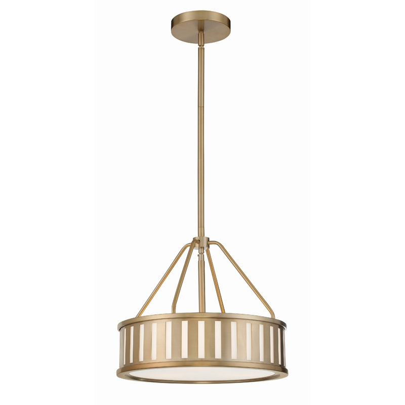 Luminaire suspendu cylindrique 3 lumières Dittman, Doré