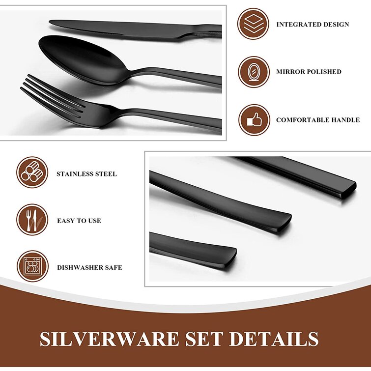 Latitude Run® 60-Piece Matte Silverware Set, Stainless Steel