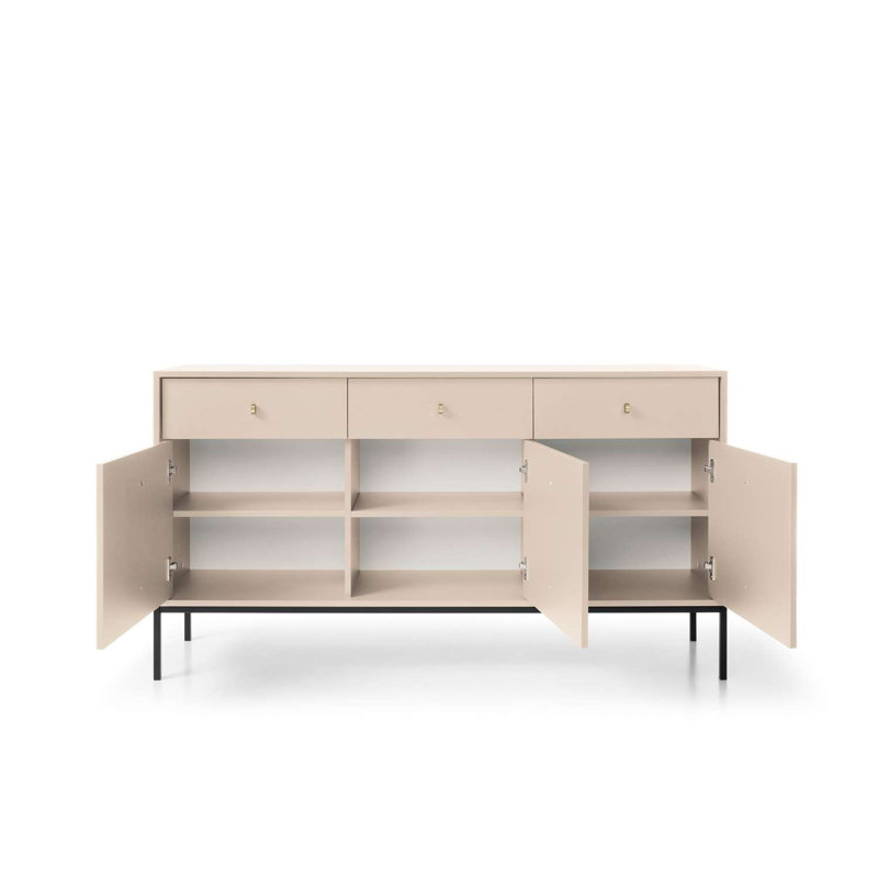 Carmesha 154cm W 3 - Drawer Chest of Drawers, Beige