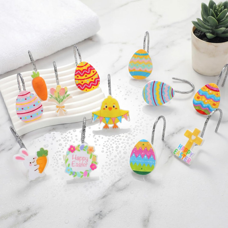 12-pack Easter Shower Curtain Hooks