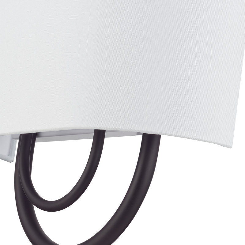 2 Light Bronze Large ADA Sconce With Hand Crafted Off-White Fabric Shade, Bronze