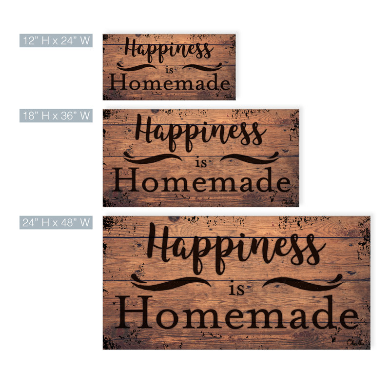 « Homemade » par Olivia rose, reproduction d’art textuel sur toile tendue, H 24 po x l 48 po x P 1,5 po