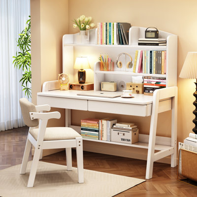 Kids Desk Rectangle Writing Desk Child Computer Learning Desk With Hutch Chair by Lark Manor