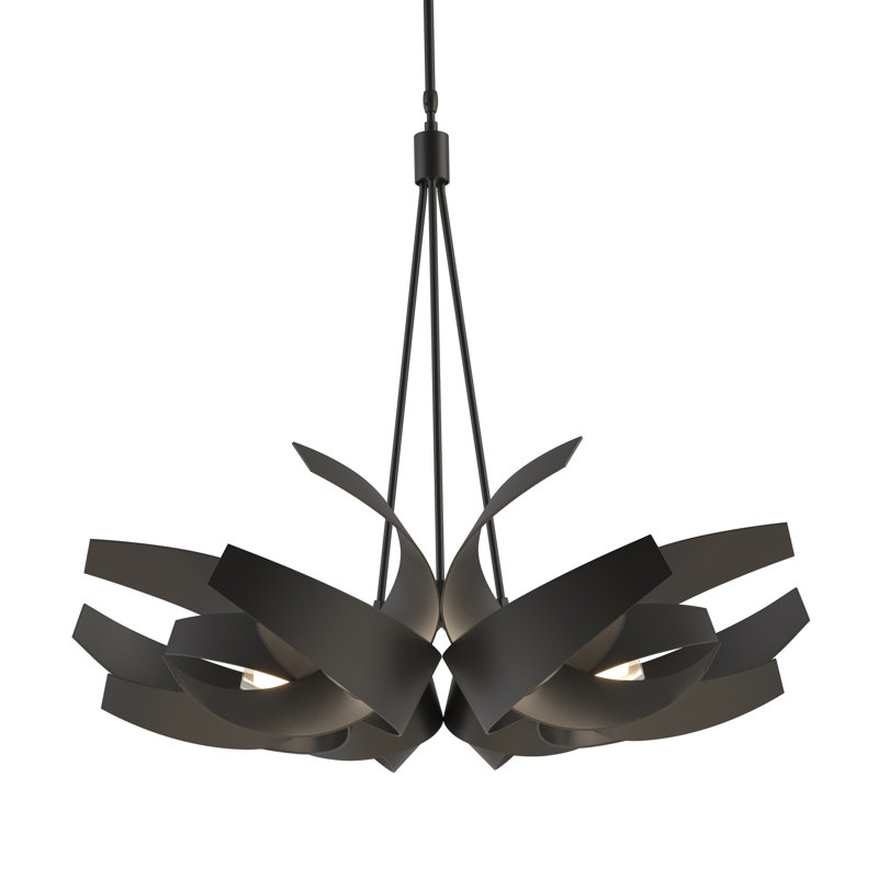 Corona 6 - Light Unique/Statement Geometric Chandelier, 29.2" H x 35.1" W x 35.1" D, Black