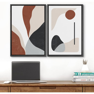 Reproduction de motifs abstraits et calmes sur toile Mid-Century