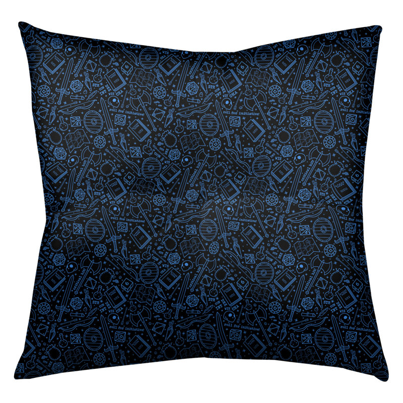Coussin de sol carré Katelyn Elizabeth, 26 po x 26 po, Noir / Bleu